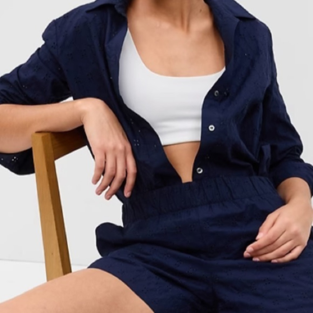 Gap- Eyelet Lace Boyfriend Shirt